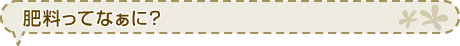 肥料ってなぁに？