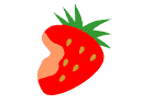果肉が深くえぐられたいちごのイラスト