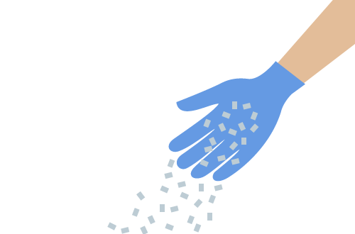 手袋を着用して散布